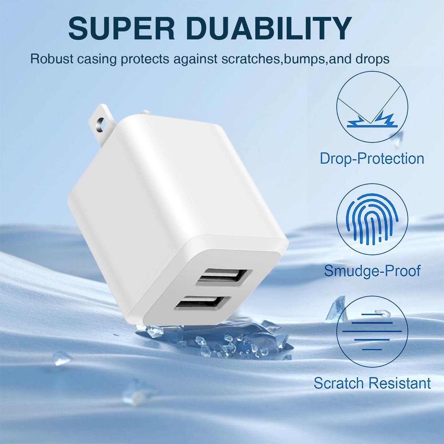 REKNA USB Wall Charger, Dual Port Cube Power Adapter Charger Plug Block Charging Box, Dual Port Wall Charging Adapter, Compatible for i Phone 14 13 12