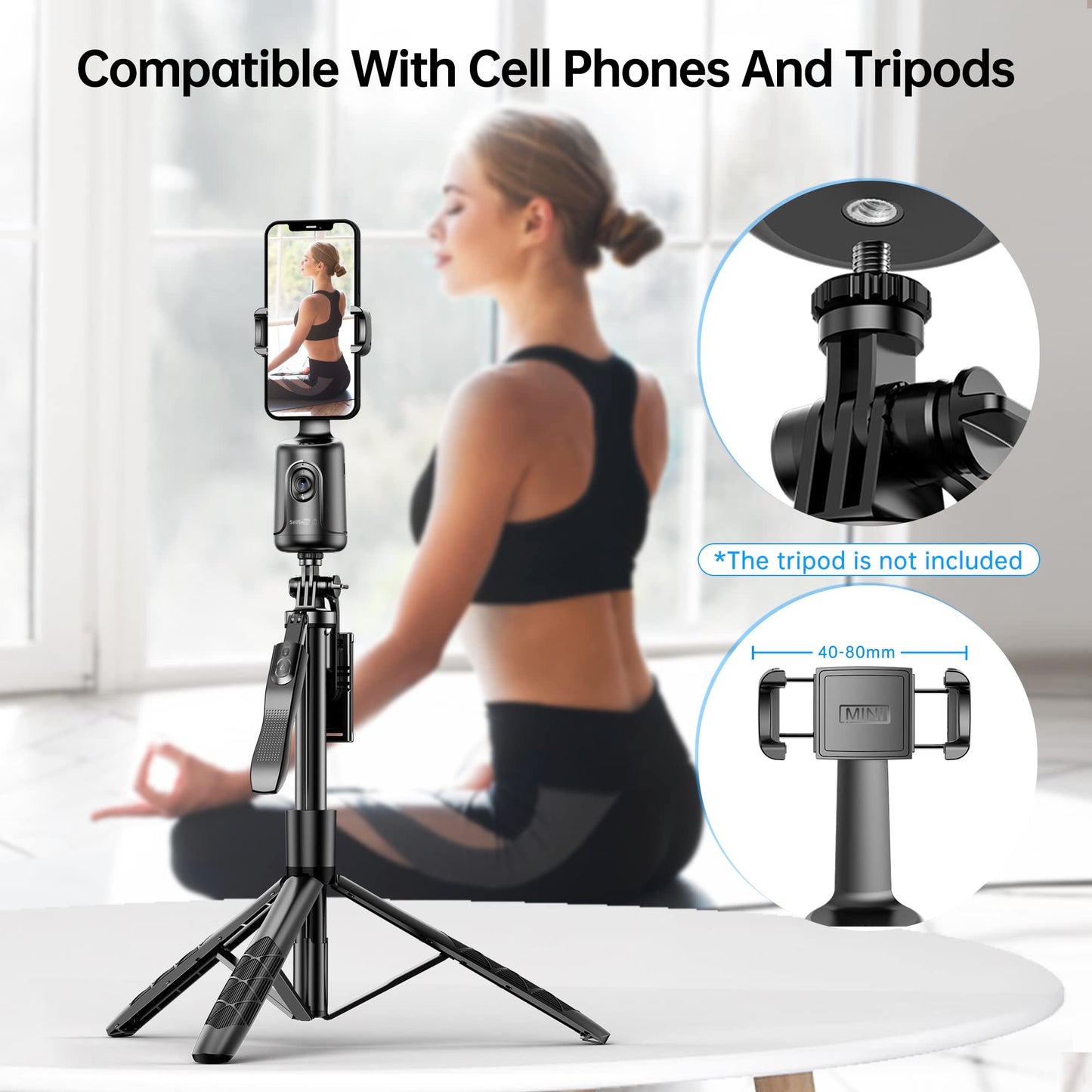 Auto Tracking Phone Holder, Auto Face Tracking Tripod, Portable All-in-one Smart Selfie Stick 360 Rotation Fast Face & Object Tracking Cameraman Robot