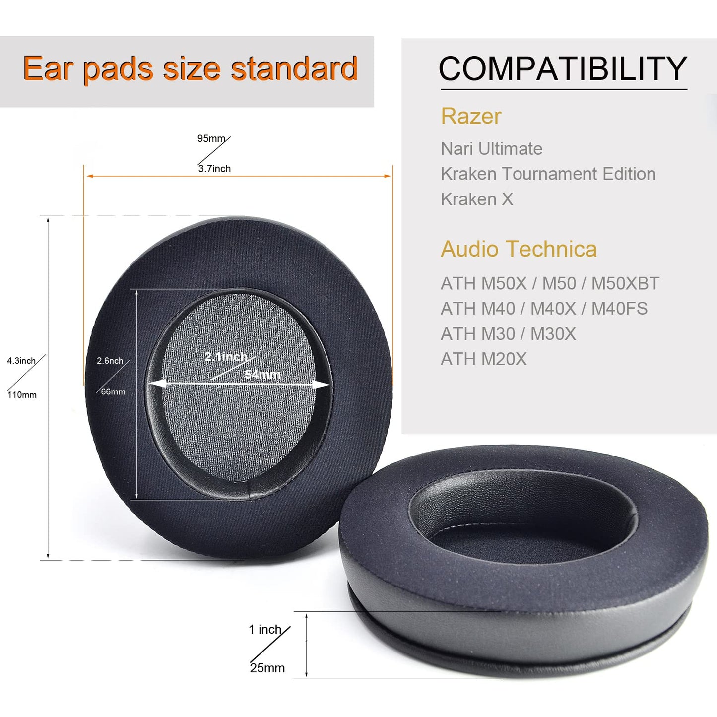 Nari Cooling-Gel Ear Pads defean Ear Cushion Foam Replacement Earpad Compatible with Razer Nari/Nari Ultimate/Nari Essential/Kraken Tournament