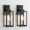2 Pack 12 Inch Outdoor Wall Lights Dusk to Dawn,Exterior Sconce Lights with Sensor Photocell Black Wall Lantern for Porch Patio Garage Dusk to Dawn