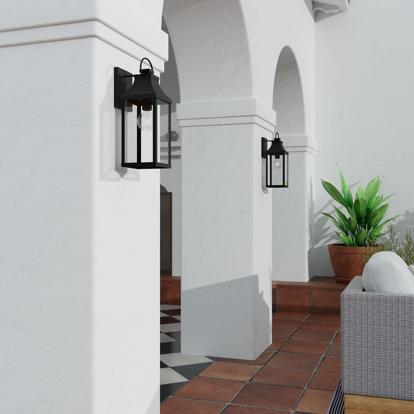 Capital Lighting 946411BK Bradford Clear Glass Outdoor Wall Lantern, 1-Light 100 Watt, 17" H x 6" W, Black