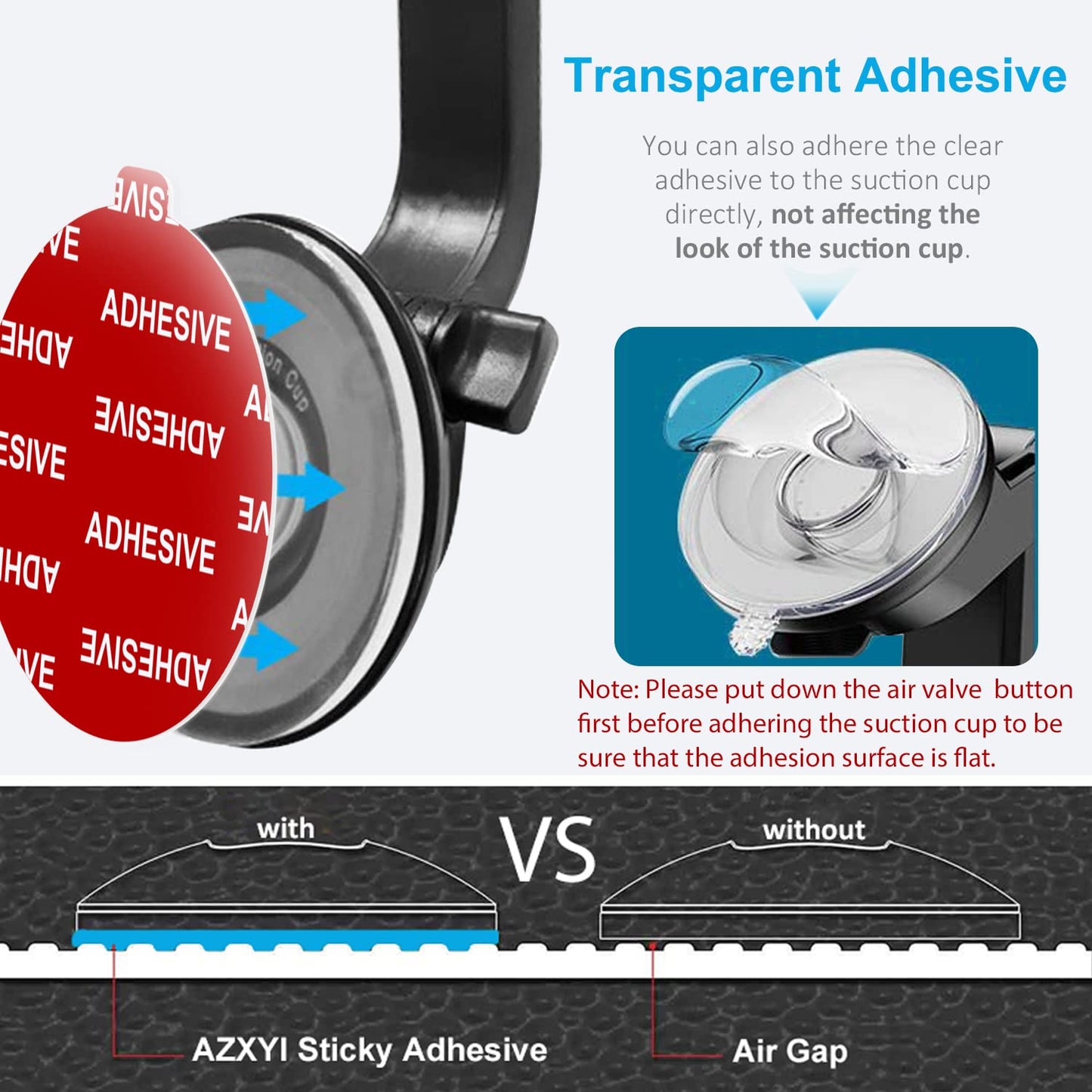 AZXYI Very High Bond Sticky Adhesive, 6 Pack Dashboard Pad Mounting Disk Adhesive Replacement Kit, Double-Sided Stickers for Suction Cup Dashboard