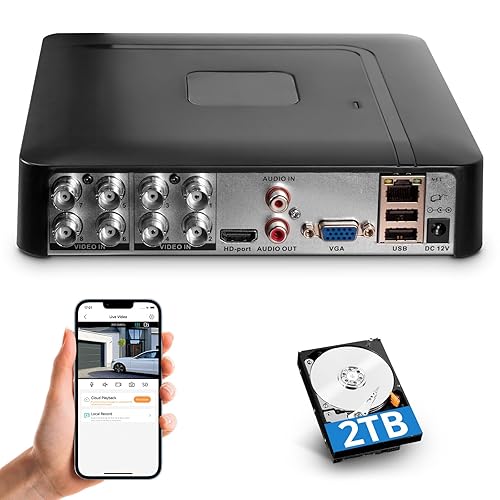 Fuers 8CH Security DVR Recorder for Home Security Camera System, Only Work with 2MP/3MP/4MP/5MP HD Analog Cameras, 24/7 Recording to Pre-Installed 2TB