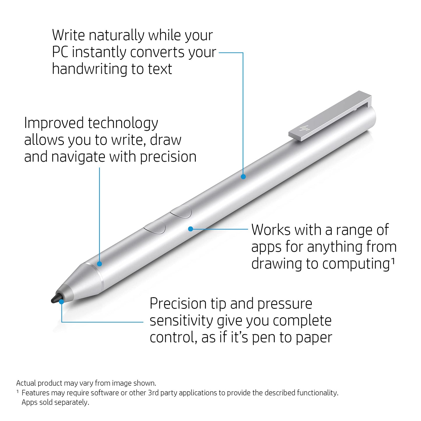 HP Digital Pen for Touchscreen Computers, Laptops and Tablets (Natural Silver)