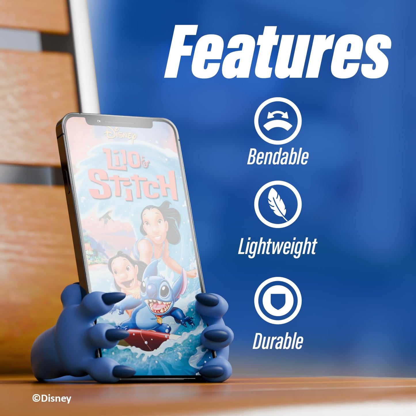 iJoy Disney Stitch Hands Phone Stand for Desk- Stitch Disney Phone Holder Stand for Home/Office/More - Lilo and Stitch Gifts for Girls, Boys, and All