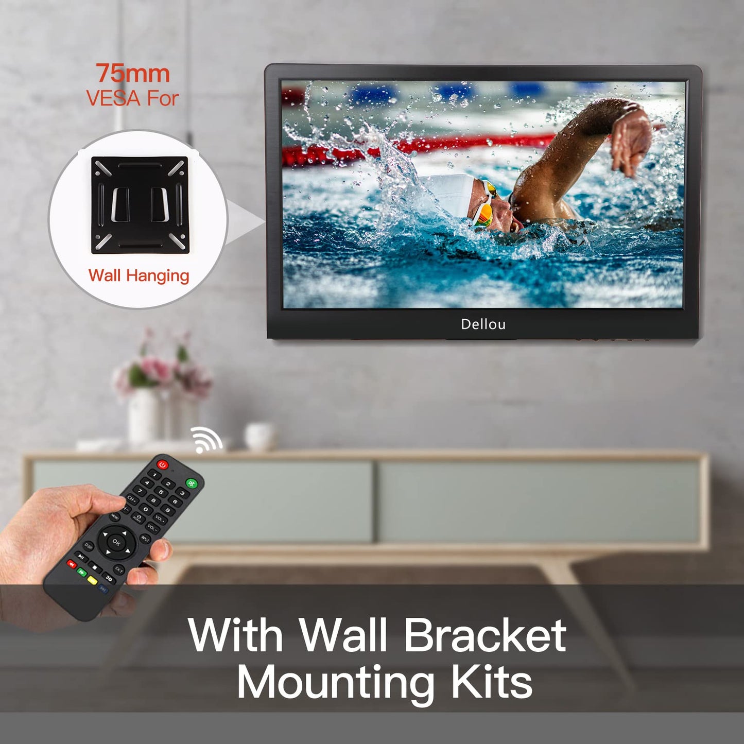 Elweyoo 19 inch Monitoring LCD Display Security Camera Monitor Multifunction Interface HDMI, AV, BNC, VGA, USB, PC Input CCTV Computer Monitor