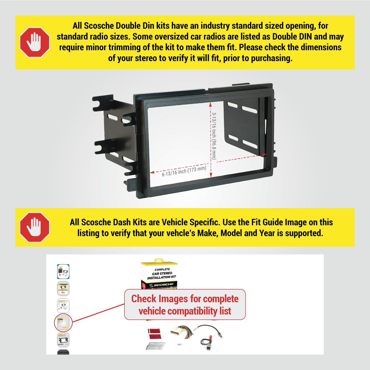 Scosche ICFD6BN Double DIN Radio Installation Dash Kit Compatible with Select 2007-2010 Ford and Mercury Vehicles - Complete Basic Aftermarket Car