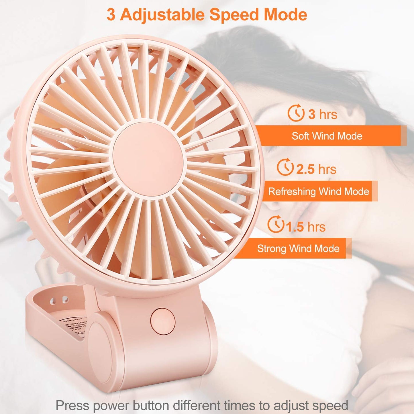 TriPole Mini Handheld Fan USB Portable Fans Rechargeable Battery Operated Foldable Desk Fan 3 Speed Hanging Personal Fan for Home Office Indoor Use