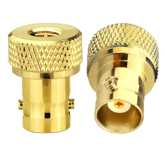 TUOLNK 2PCS SMA to BNC Coax Connector, SMA Male to BNC Female RF Coax Adapter, Low Loss Gold Plated Coaxial Connector for Two Way Radio, Walkie Talkie