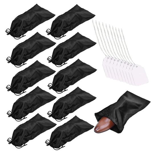 GONGKANGYUAN 10 Pack Shoe Bags for Travel Satin Fabric Shoe Bag with Drawstring for Men Women Travel Protecting Storing Shoes