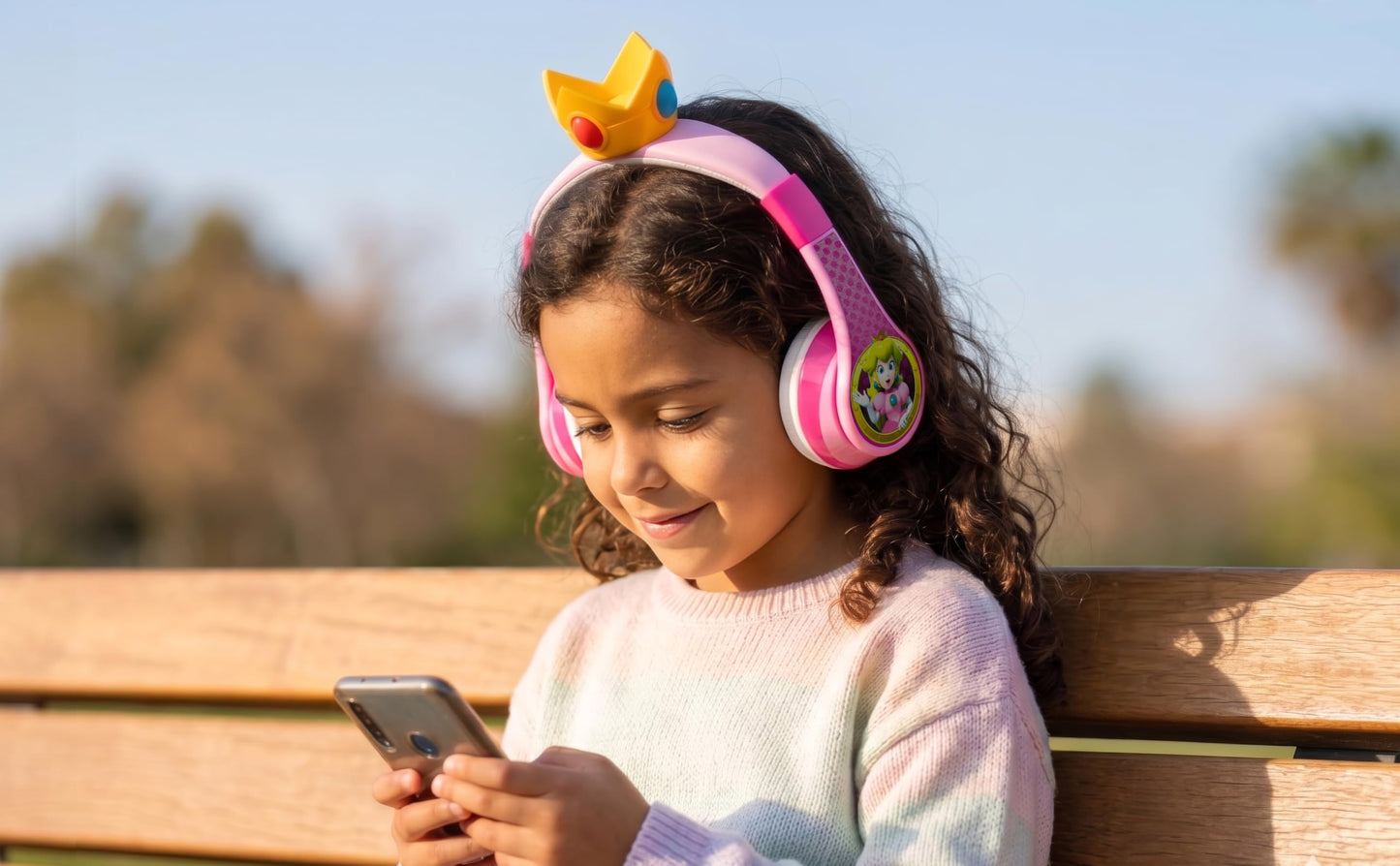 Princess Peach Bluetooth Headphones for Kids Wireless Headphones for School