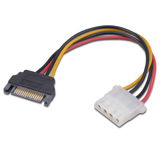 Akasa SATA to 4-pin Molex Adapter | Converts 15-pin SATA PSU Power to 4-pin PSU Molex Connector | SATA to Molex Power Cable Adapter | 15cm |