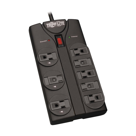 Eaton Tripp Lite Series TLP808B 8 Outlet Surge Protector Power Strip with Flat Plug, 1440 Joule Rating, Black, UL Listed & Certified, 8ft Extension