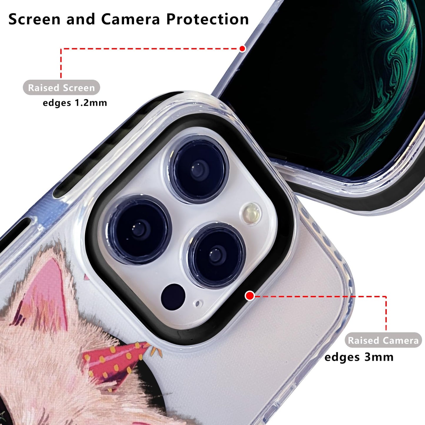 Nimeey Pink Kitten Cat for iPhone 13 Pro Case,MagSafe Compatible,Matte Soft Slim Shockproof Cover,Anti-Fingerprint,Anti-Yellowing,Anti-Scratch