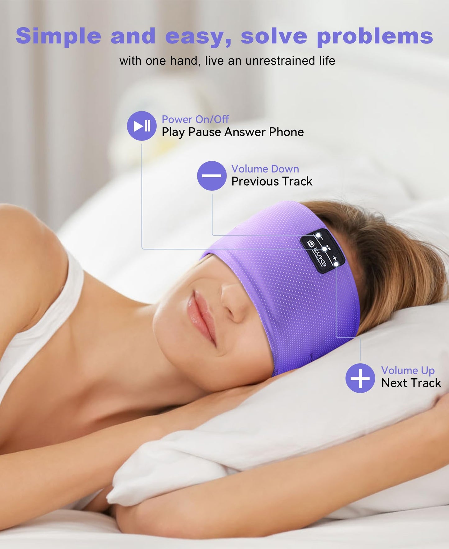 LOVE EYE Sleep Headphones Wireless Headband Headphones Bluetooth 5.4 for Side Sleeper Bluetooth Headband Earphones for Sports for tech Gadgets Gifts