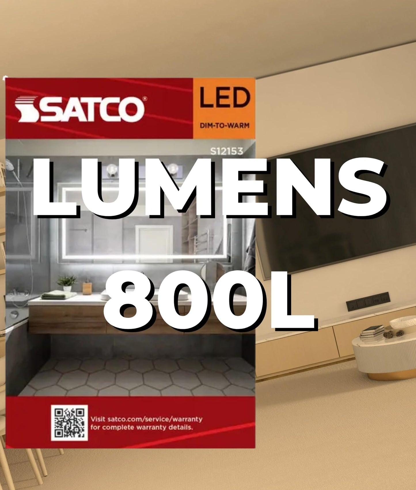 Satco S12153 8W LED G25 Globe Bulb, Warm Dimming 3000K-2000K, 800 Lumens, 90 CRI, 60W Replacement, White Globe, E26 Medium Base, Enclosed Fixture