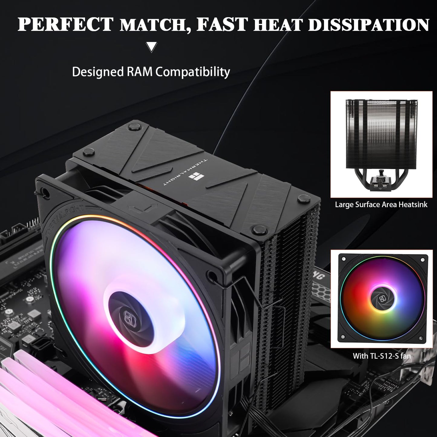 Thermalrlght Assassin Spirit 120 EVO CPU Cooler Air with 4×6mm HeatPipes, TL-S12-S PWM Fan Heatsink CPU Cooler,156mm High, for AMD:AM4 AM5/Intel