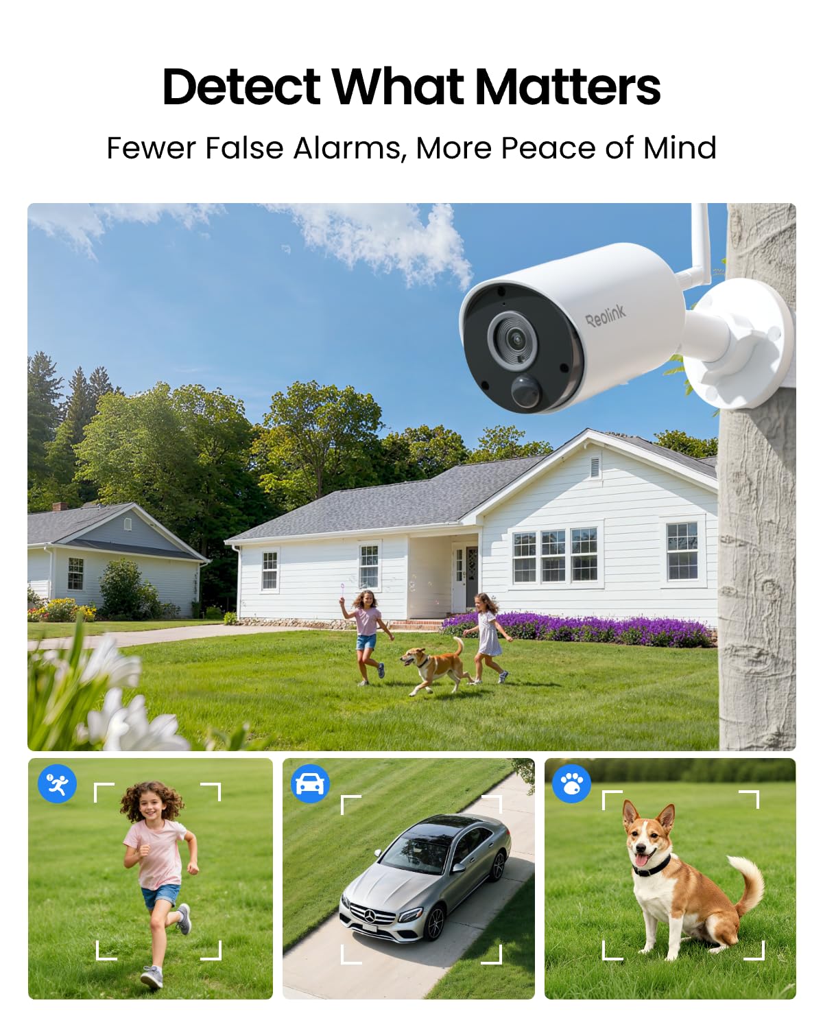 REOLINK Argus Eco+Solar Panel 2K 5MP Solar Security Camera Outdoor for Home Surveilance, Night Vision, Human/Car Smart Detection, 2.4G WiFi, No