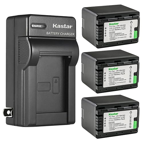 Kastar 3-Pack Battery and AC Wall Charger Replacement for Panasonic SDR-T70, SDR-T70K, SDR-T70P, SDR-T71, SDR-T71K, SDR-T76, SDR-T76K, SDR-T95