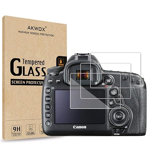 [3-Pack] Tempered Glass Screen Protector for Canon EOS 5D Mark IV 5D4 5DIV 5DS 5DS R DSLR Camera, AKWOX [0.3mm 2.5D High Definition 9H] Optical LCD