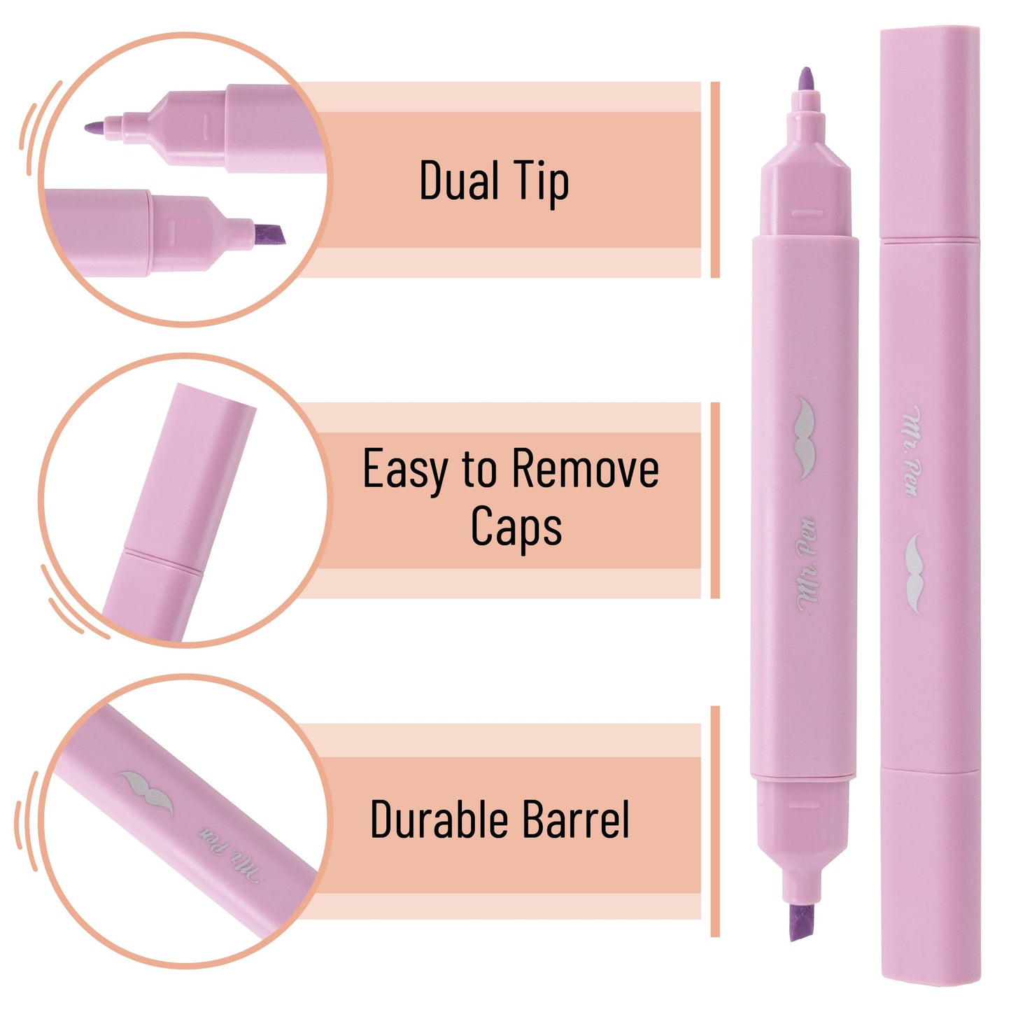 Mr. Pen- Aesthetic Highlighters No Bleed Through, Assorted Color, 8pcs