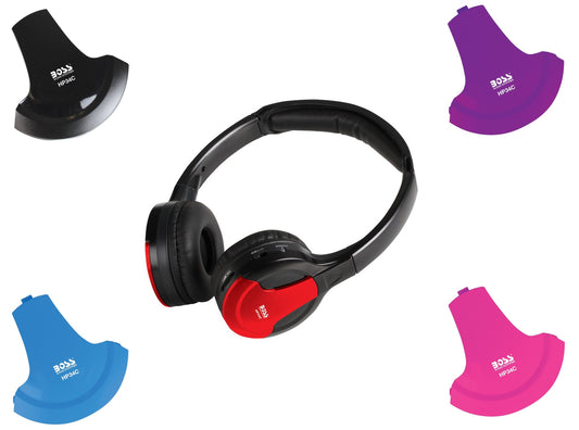 BOSS Audio Systems HP34C Dual Channel Foldable Wireless Headphone, Interchangeable Color Accent Caps, Multicolor