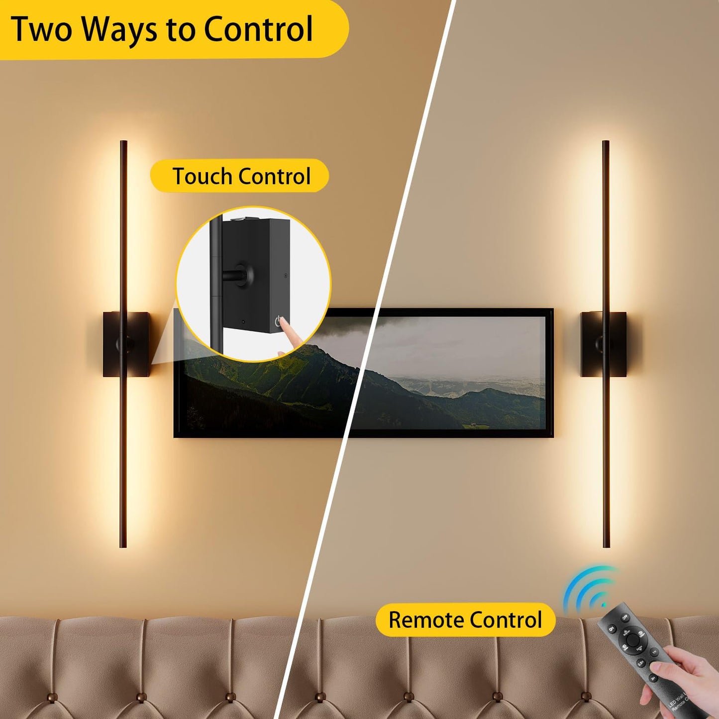 YCZM 27 in Battery Operated LED Wall Sconces, 10000mAh Rechargeable, 2 Pack