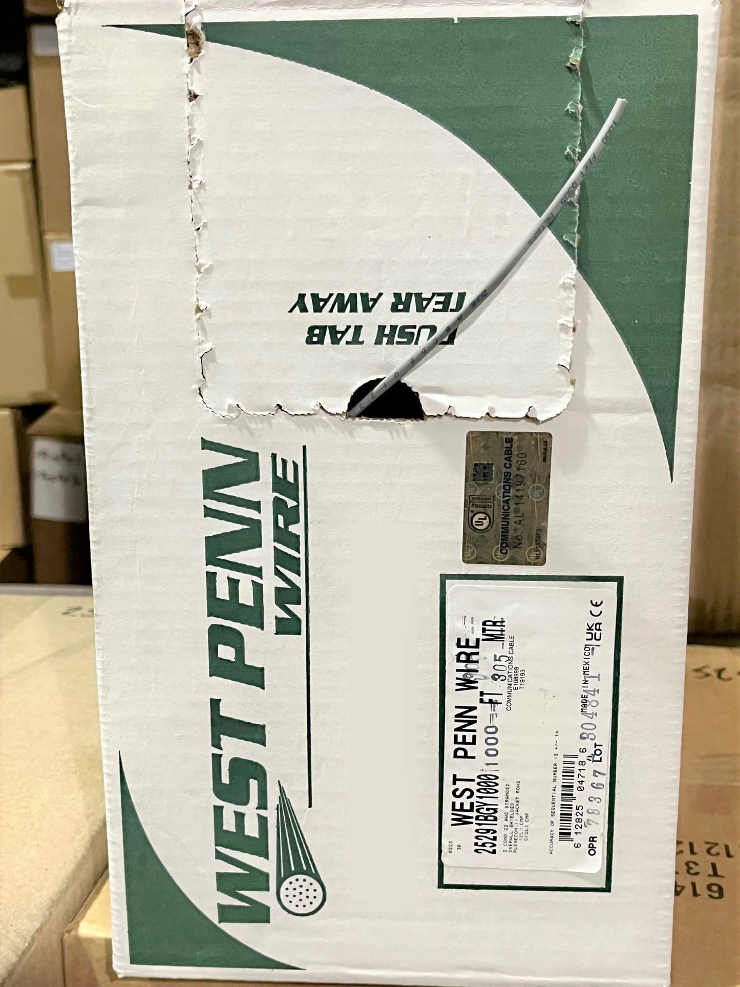 West Penn Wire 25291BGY 22 AWG 2 Conductor Stranded Shielded Plenum Cable Gray CL3P for Security/Alarm/Access Control/Sound (100 ft Roll)