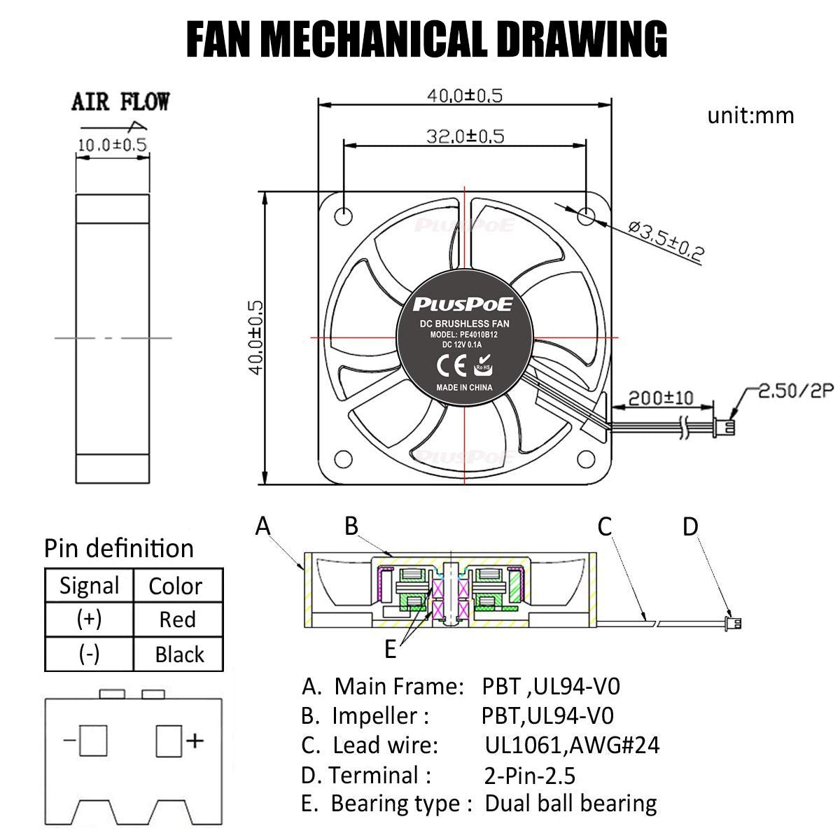 2-Pack 40mm x 10mm DC 12V Brushless Cooling Fan, 4010 Smart Fan for Computer case 3D Printer Humidifier and Other Small Appliances Series Repair