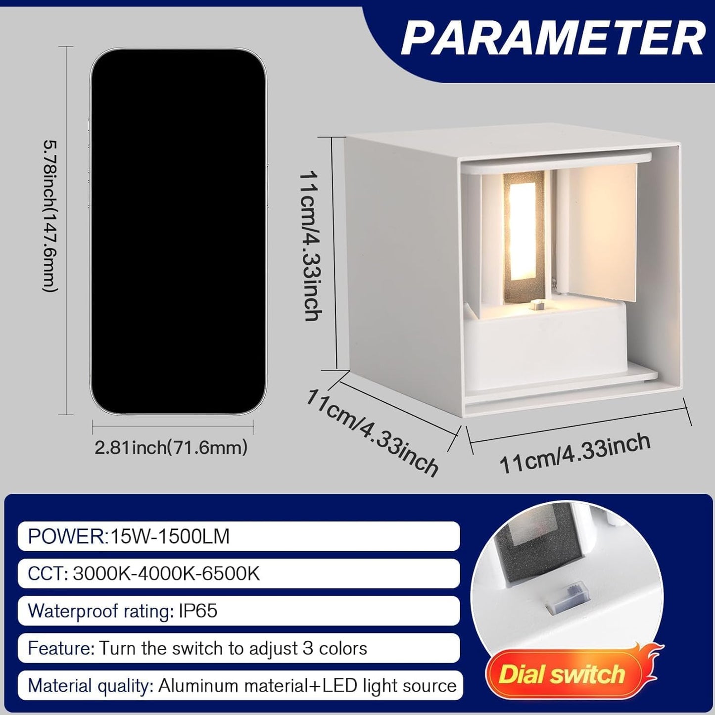 FUPE 2-Pack Outdoor Wall Lights, IP65 Waterproof Exterior Porch Light