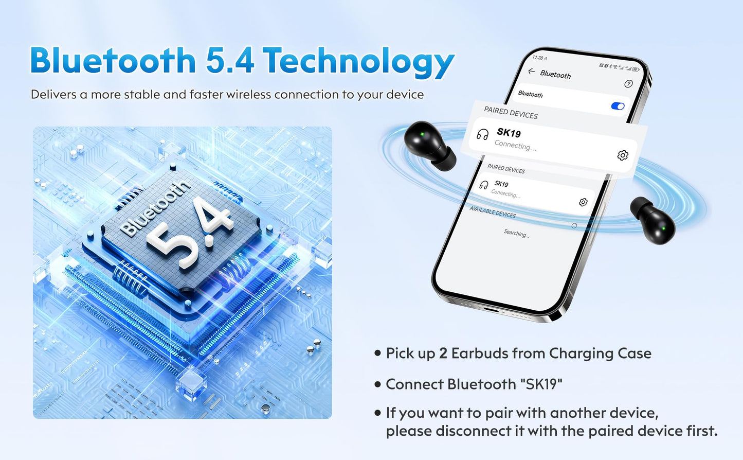 GreatQIQI Mini Sleep Earbuds for Side Sleepers, Comfortable Fit Ultra-Light Bluetooth 5.4 Invisible Sleep Headphones, LED Display Portable Case Small