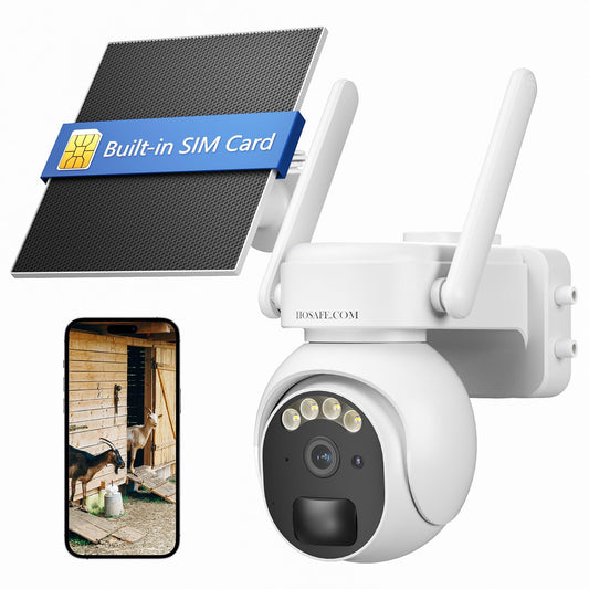 4G LTE Security Camera Outdoor, 360° PTZ Outdoor Camera for Remote Areas, Solar Camera Outdoor Wireless, PIR Motion Detection, 2K Color Night Vision