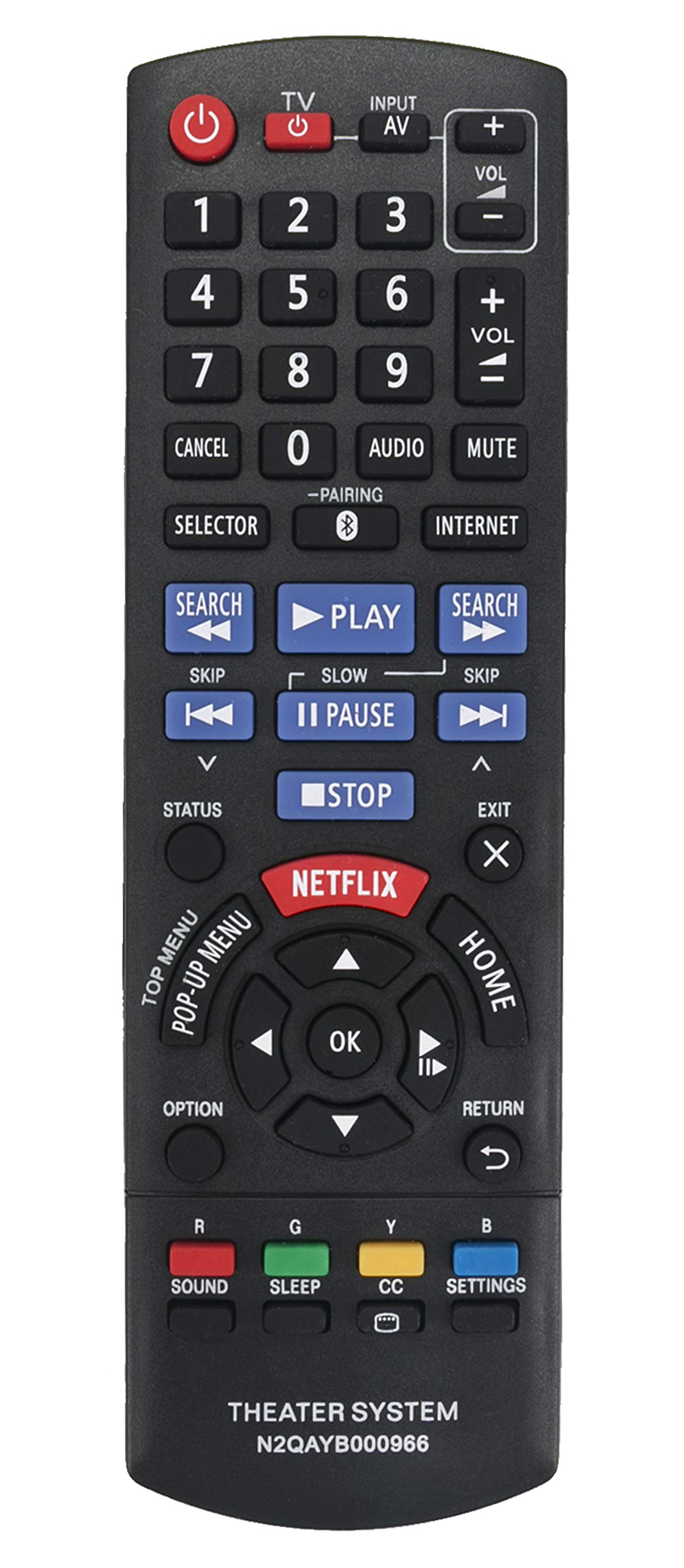N2QAYB000966 Replaced Remote fit for Panasonic Blu-ray Disc Home Theater System SC-BTT465 SC-BTT466 SC-BTT405 SA-BTT465 SA-BTT466 SA-BTT405 SC-BTT105