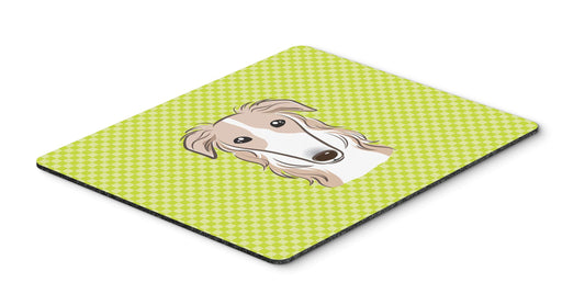Caroline's Treasures BB1290MP Checkerboard Lime Green Borzoi Mouse Pad, Hot Pad or Trivet for Home Office Gaming Working Computers Laptop Mouse