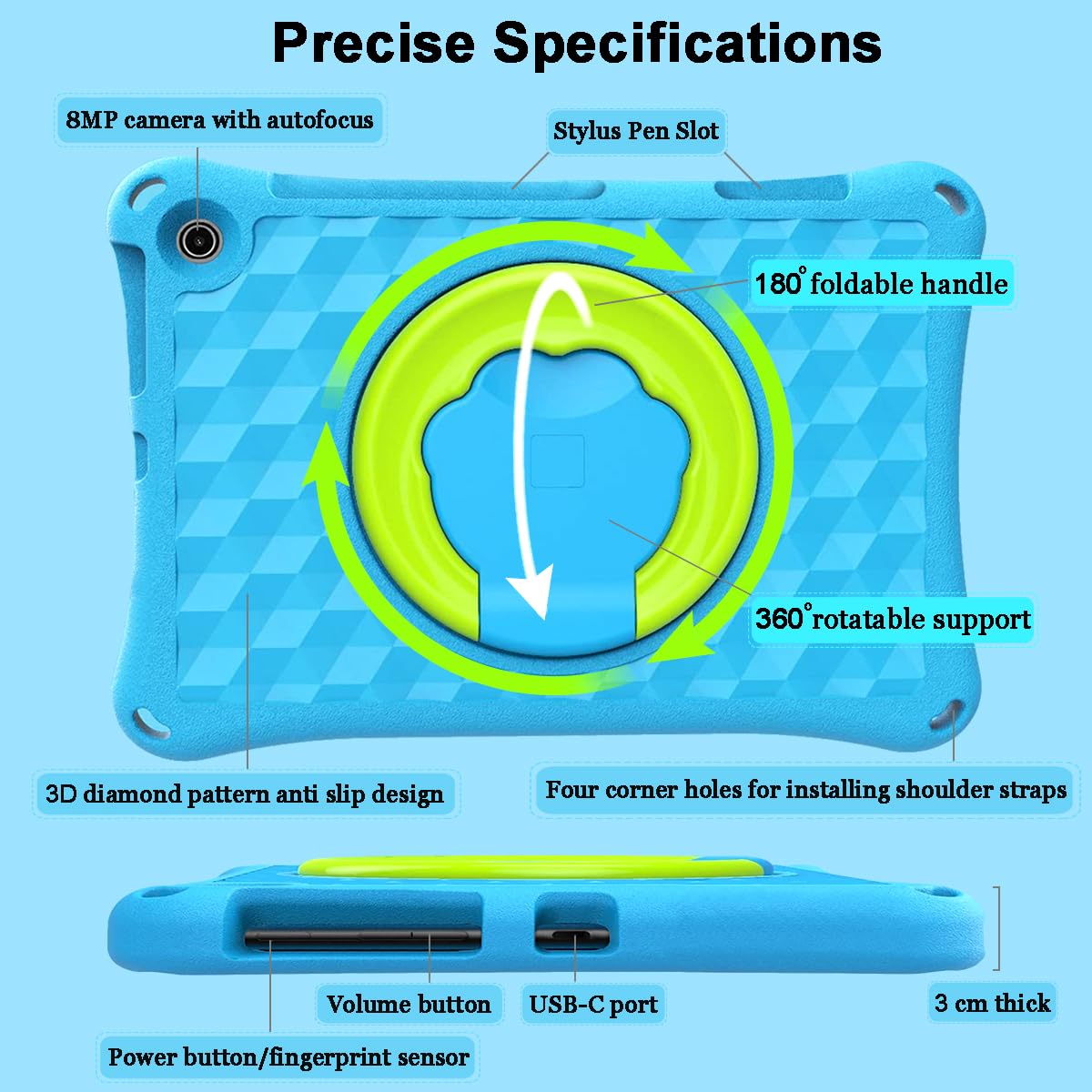 Fire HD 10 Tablet Case for Kids (13th/11th Generation, 2023/2021 Release), Rotating 360 Kickstand Lightweight Shockproof Handle Kids Case Un Fit