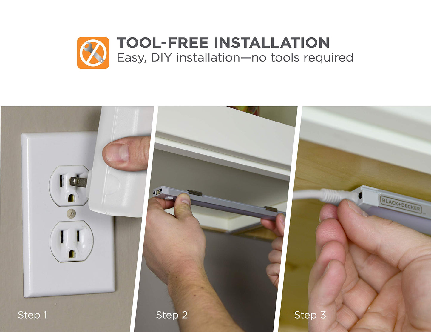 PureOptics LED Under Cabinet Lighting Kit, 3-Bars, 9 Inches Each, DIY Tool-Free Installation, Warm White, 2700K, 1080 Lumens, 15 Watts, Home Accent