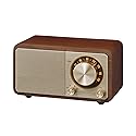 Sangean WR-7GW Wood Cabinet Mini Bluetooth Speaker with FM Tuner and Aux-in Special Edition Color Gold/Walnut