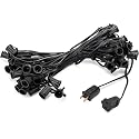 Holiday Lighting Outlet C7 Christmas Light String, Patio and Event Lighting, Black Cord, 12" Socket Spacing SPT-1 (50',)