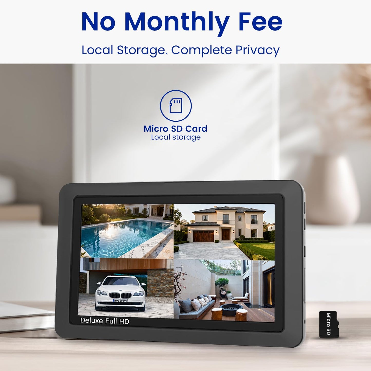 CasaCam GuardianCam Air | Wireless Security Camera System with 7" Touchscreen Monitor and 2 720p Cameras | AC Powered, Two-Way Audio, Free APP, 32GB