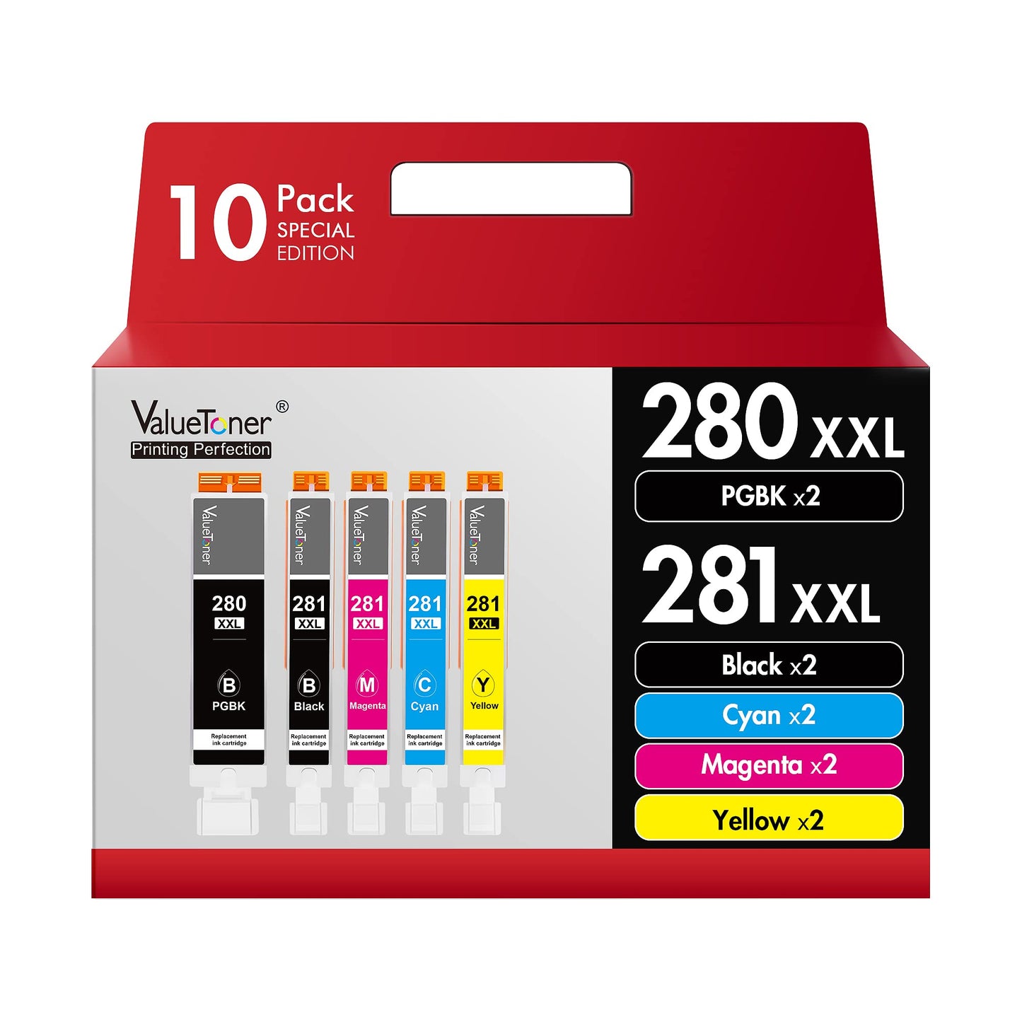 Valuetoner Compatible Ink Cartridge Replacement for Canon 280 281 PGI-280XXL CLI-281XXL for PIXMA TR7520 TR8520 TS6120 TS6220 TS6320 TS8120 TS8220