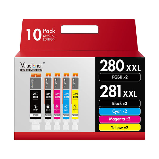 Valuetoner Compatible Ink Cartridge Replacement for Canon 280 281 PGI-280XXL CLI-281XXL for PIXMA TR7520 TR8520 TS6120 TS6220 TS6320 TS8120 TS8220