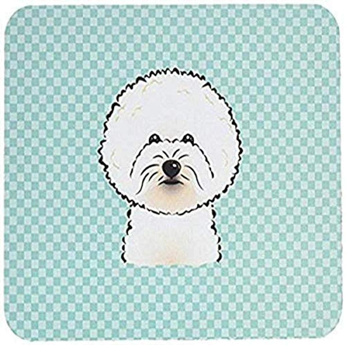 Caroline's Treasures BB1155MP Checkerboard Blue Bichon Frise Mouse Pad, Hot Pad or Trivet for Home Office Gaming Working Computers Laptop Mouse