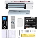 Waterproof Electric Magnetic Fingerprint Door Access Control Kit - 1200 lb Holding Force, RFID Keypad/Reader, 5 ID Cards, 110V Power Supply & Metal
