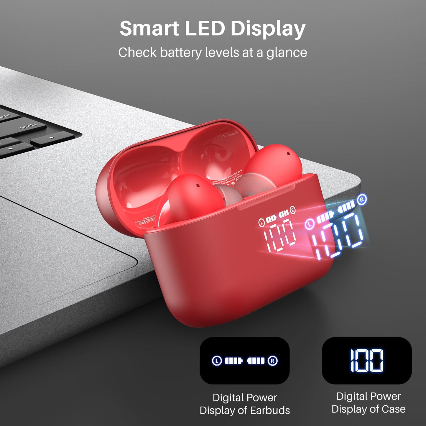 TOZO T20 Wireless Earbuds 97H Playtime, Wireless Charging LED Display Case