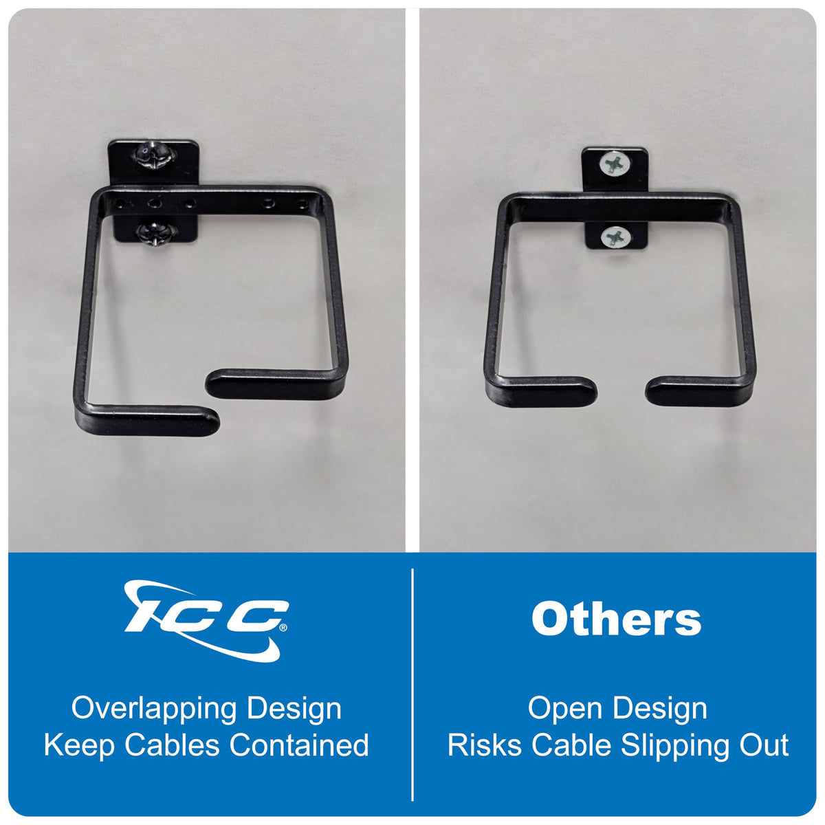 ICC 3-Inch Metal Cable Management Ring, Vertical Rack/Wall, 10-Pack
