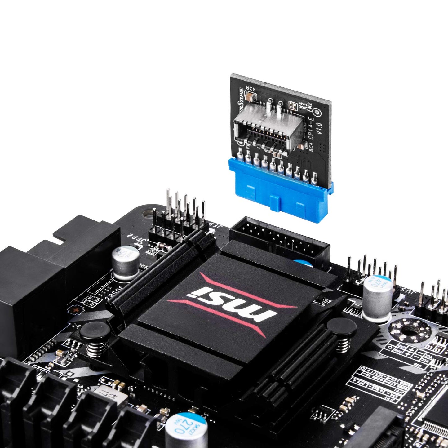 Silverstone CP14-E, USB 3.0 Internal 19 Pin Header to USB 3.1/3.2 Type-C (20 Pin) Key A Adapter Card for USB Type-C Port, SST-CP14-E