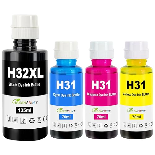 GREENPRINT 31 32XL Compatible Ink Bottle 6000 Page Black, 8000 Page CMY for Smart Tank 5000 5100 5101 5102 5103 5104 6001 6002 7001 7002 7301 7302