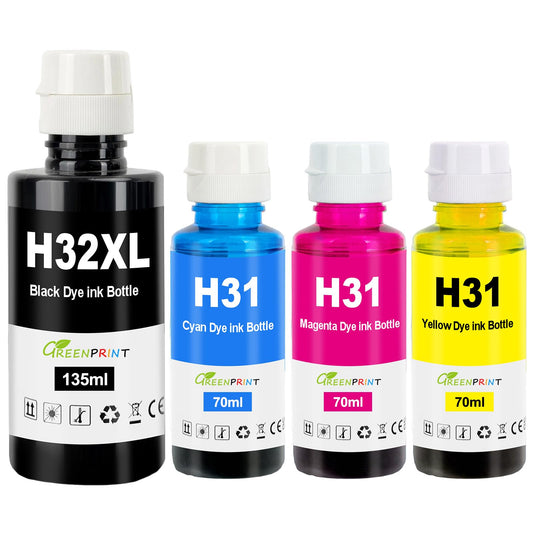 GREENPRINT 31 32XL Compatible Ink Bottle 6000 Page Black, 8000 Page CMY for Smart Tank 5000 5100 5101 5102 5103 5104 6001 6002 7001 7002 7301 7302