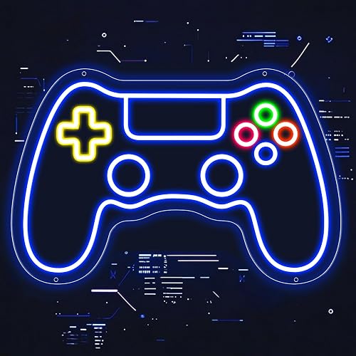 ADKALIV Gamer Neon Sign Game-pad Shaped LED Neon Light for Wall and Room Decor, USB Dimmable Powered LED Signs for Gamer Bedroom, Man Cave,Birthday