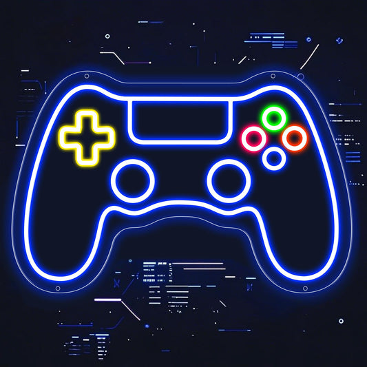 ADKALIV Gamer Neon Sign Game-pad Shaped LED Neon Light for Wall and Room Decor, USB Dimmable Powered LED Signs for Gamer Bedroom, Man Cave,Birthday